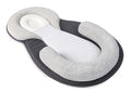 Anti rollover pillow in gray and white on white background