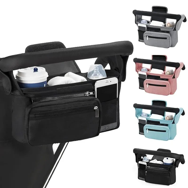 Stroller bag organizer attachment with multiple variant color options on a white background