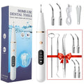 Home-use dental tools set with electric tooth cleaner, packaging, and additional tools.