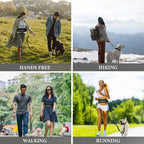 Collage of people walking dogs with hands free leash