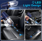 Car vacuum cleaner with LED light design used for cleaning car interiors and engine compartments.