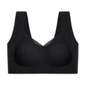 Black high support sport bra on a white background