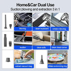 Multifunctional vacuum cleaner with various uses including blowing, cleaning, and extracting.