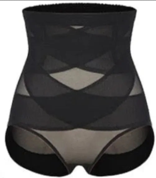 Black shapewear with geometric pattern on a white background