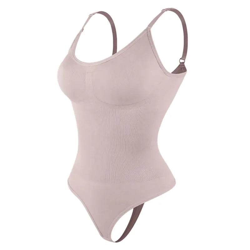 Pink bodysuit with thin straps on a white background