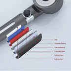 Cross-sectional view of a shower handle with labeled layers on a light gray background
