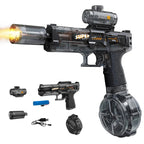 Toy water gun with attachments on a white background